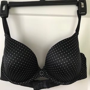 Polka Dot Bra - 38C - Black with White - sparkle detail